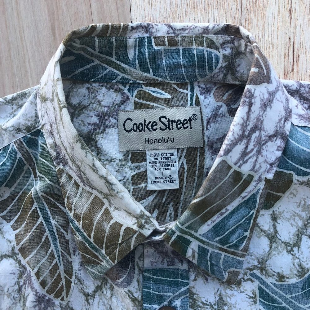 COOKE STREET Men’s Tropical Hibiscus Short Sleeve Hawaiian Shirt sz L - Picture 3 of 7